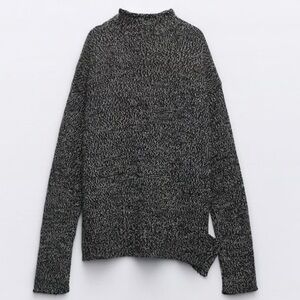 Zara Slit Hem Twisted Yarn Knit Sweater Size Small
